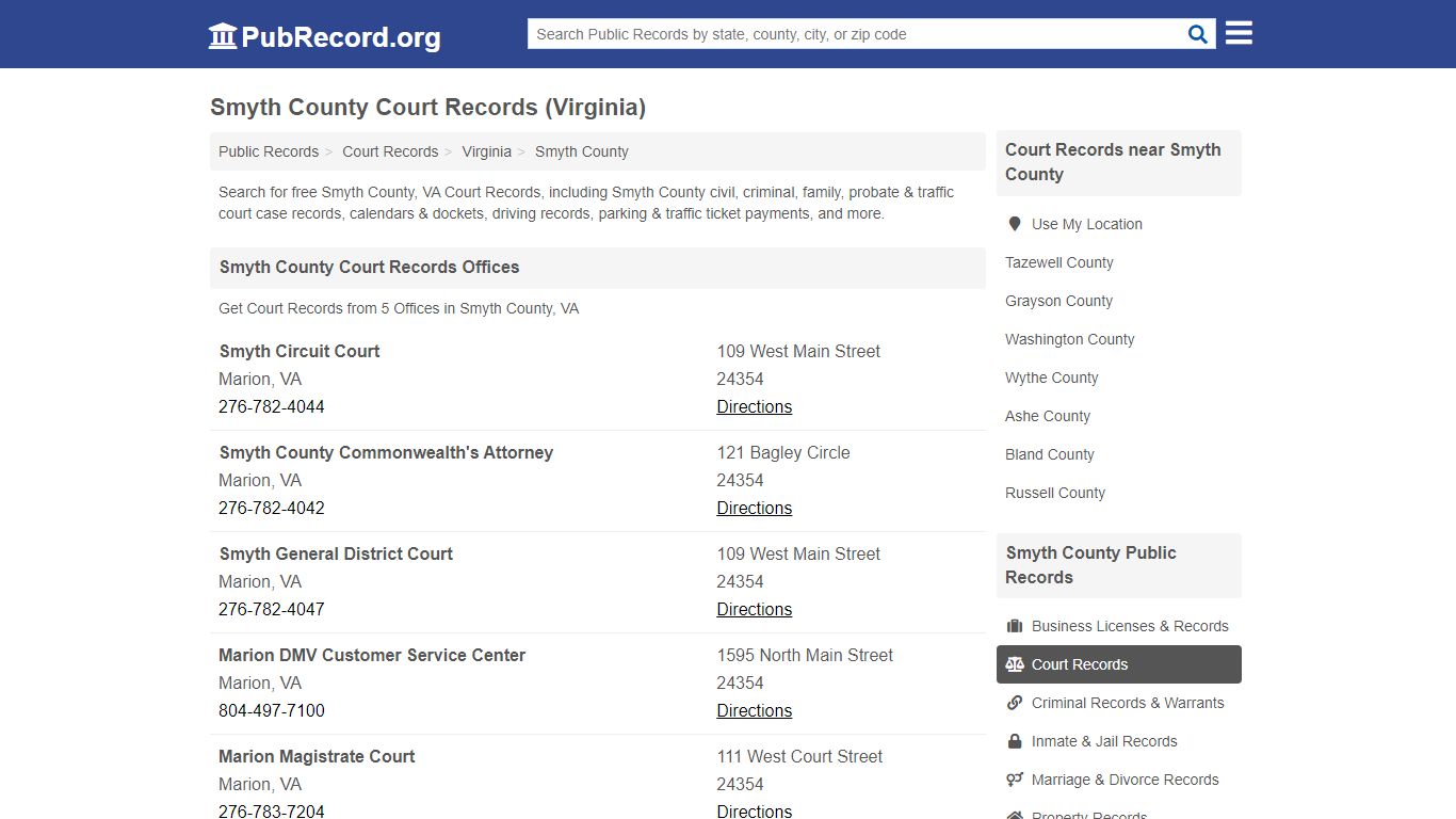 Free Smyth County Court Records (Virginia Court Records)