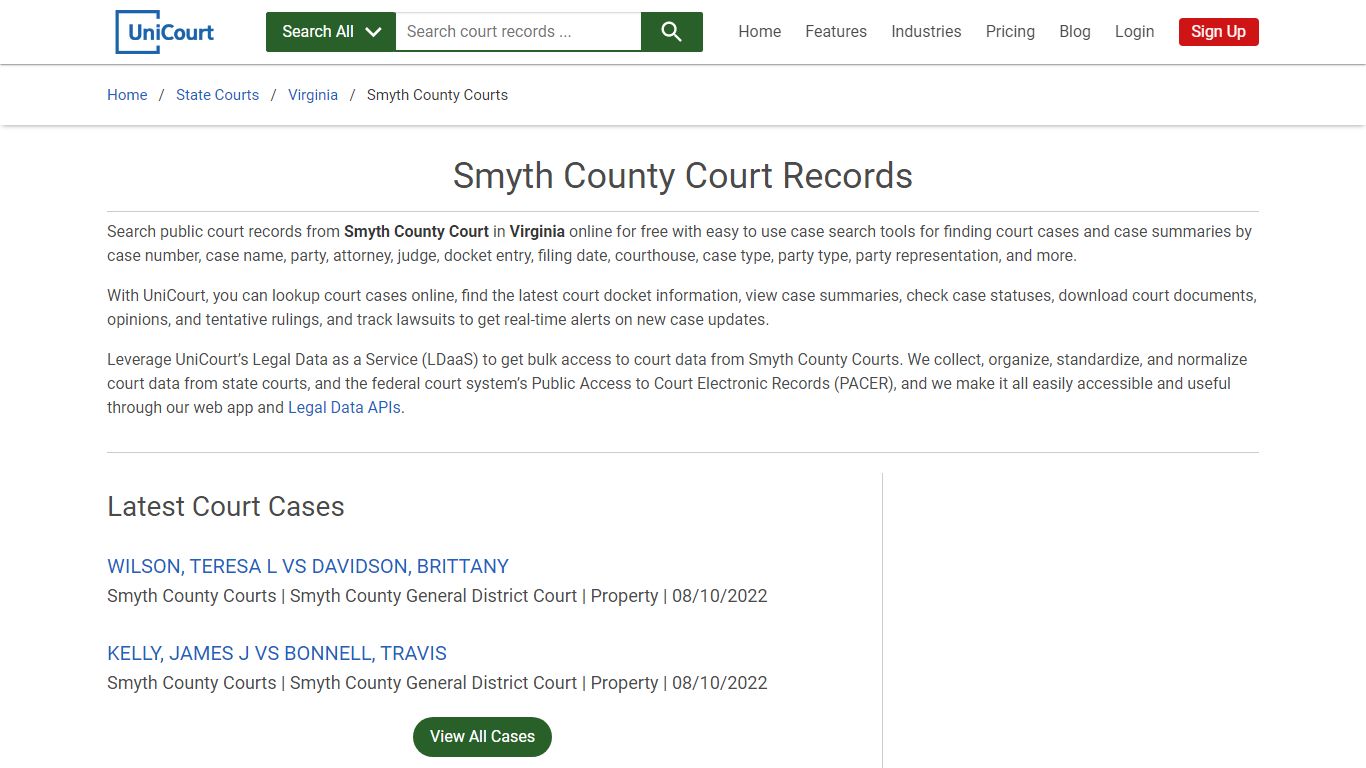 Smyth County Court Records | Virginia | UniCourt